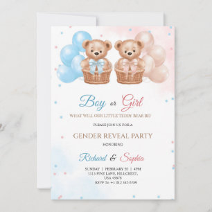 Tarjeta de invitación para fiesta de revelación de