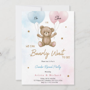 Tarjeta de invitación para fiesta de revelación de