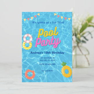 Tarjeta de Invitación para Fiesta en la Piscina