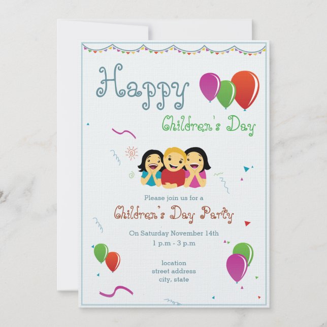 Tarjeta de invitación para fiesta infantil (Anverso)