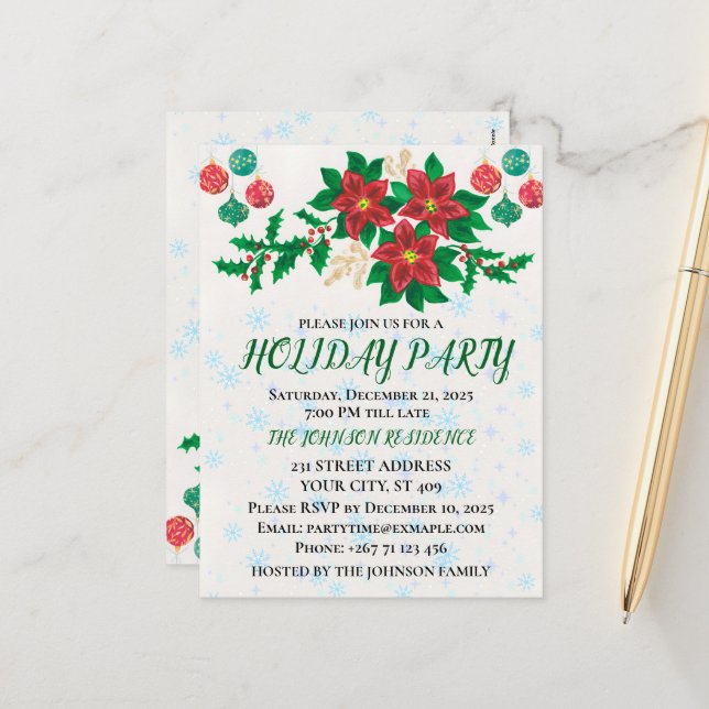 Tarjeta de Invitación para Fiesta Navideña (Anverso/Reverso In Situ)