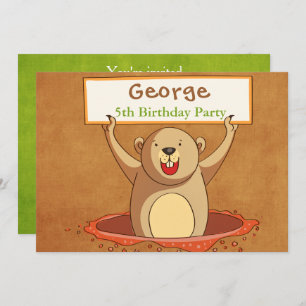 Tarjeta de invitación para fiestas de Groundhog Gr