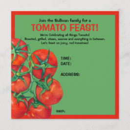 Tarjeta de invitación para fiestas de tomates rojo