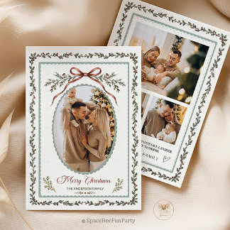 Tarjeta de invitación para foto familiar con lazo