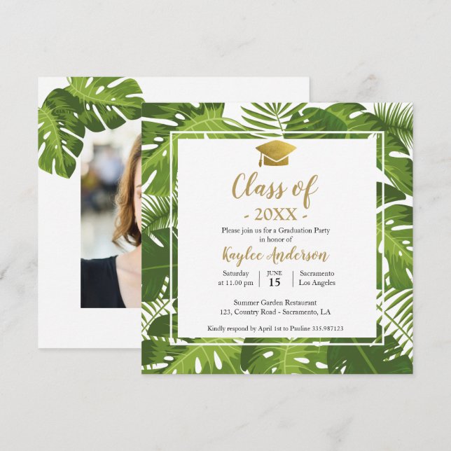 Tarjeta de invitación para fotografía de graduació (Anverso / Reverso)