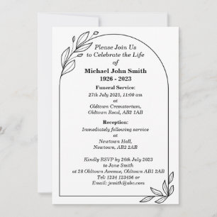 Tarjeta de invitación para funerales Minimalistas