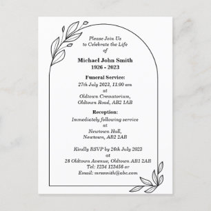 Tarjeta de invitación para funerales Minimalistas