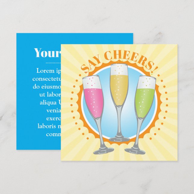 Tarjeta de invitación para gafas de champán mimosa (Anverso / Reverso)