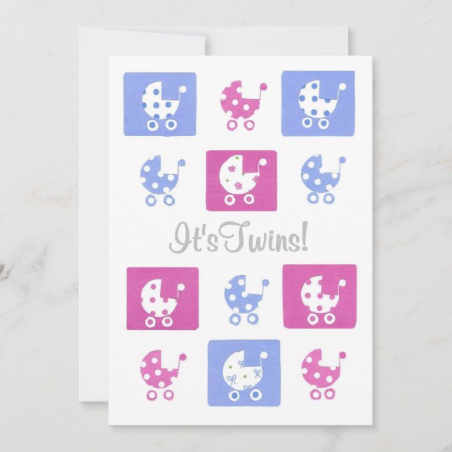 Tarjeta de Invitación para gemelos recién nacido - (Anverso)