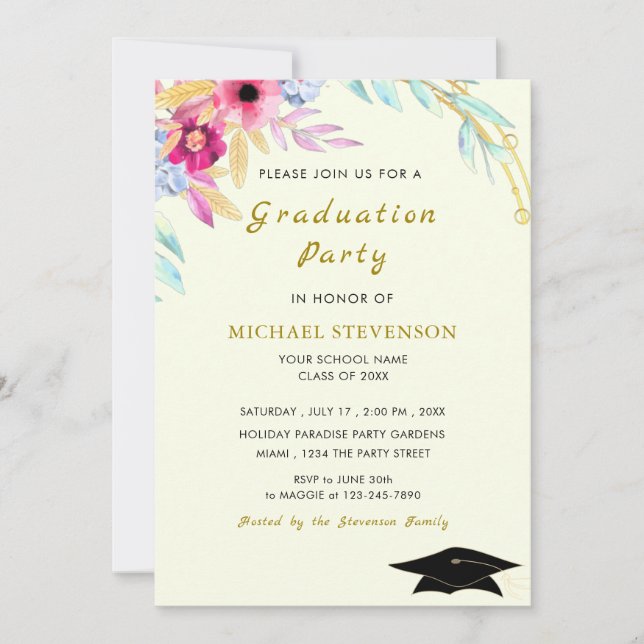Tarjeta de invitación para graduación de oro de co (Anverso)
