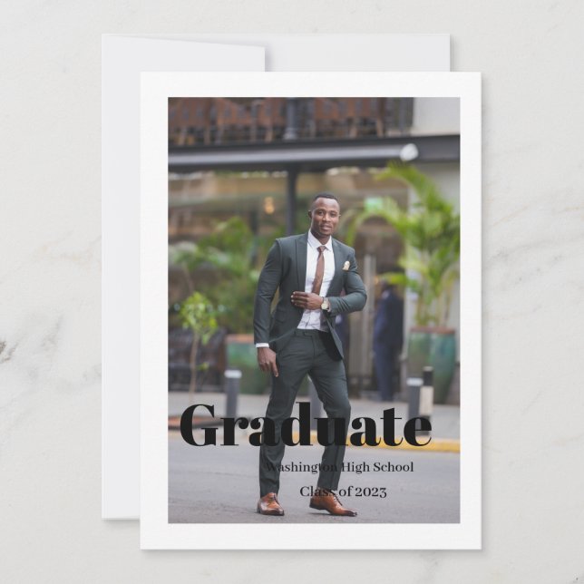 Tarjeta de invitación para graduado de script simp (Anverso)