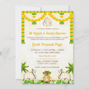 Tarjeta de Invitación para Hindu Graha Pravesh Puj