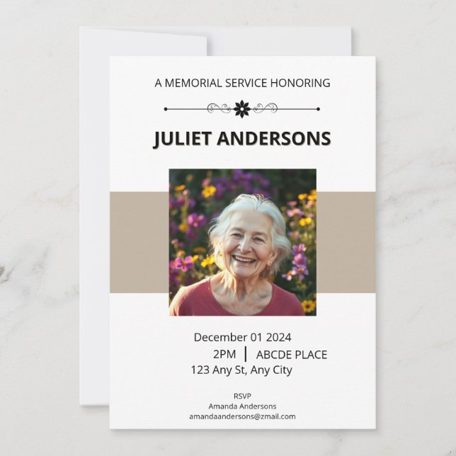 Tarjeta de invitación para honores del servicio co (Anverso)