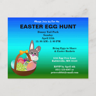 Tarjeta de invitación para la búsqueda de huevos d