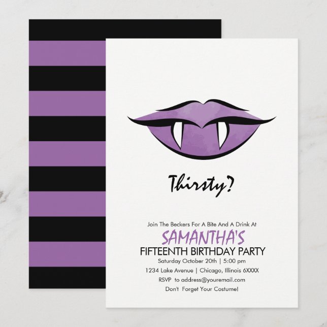 Tarjeta de invitación para la fiesta de cumpleaños (Anverso / Reverso)