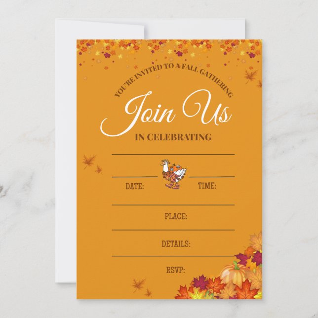 Tarjeta de Invitación para la Fiesta de Otoño (Anverso)