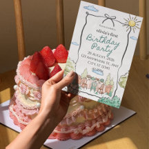Tarjeta de invitación para la fiesta del primer cu