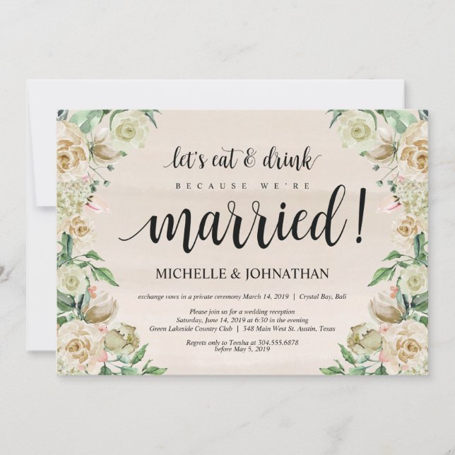 Tarjeta de invitación para la recepción de la boda (Anverso)