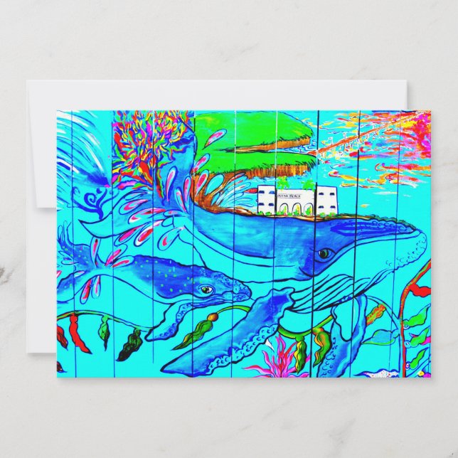 tarjeta de invitación para mamás y ballenas para b (Anverso)