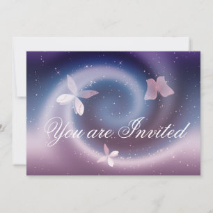 Tarjeta de invitación para mariposas plateadas