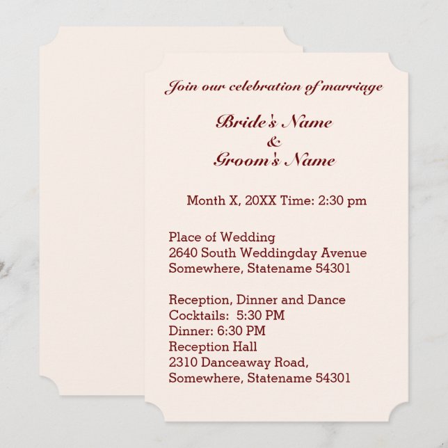 Tarjeta de invitación para matrimonio de novias y  (Anverso / Reverso)