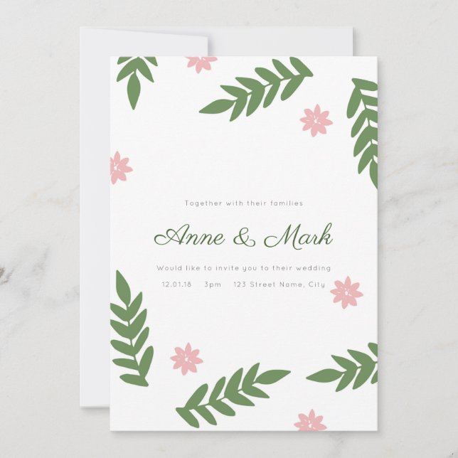 Tarjeta de invitación para matrimonio feliz (Anverso)