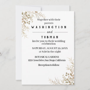 Tarjeta de invitación para matrimonio floral de Mo