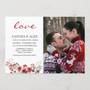 Tarjeta de invitación para matrimonio floral Love