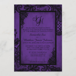 Tarjeta de invitación para matrimonio gótico morad
