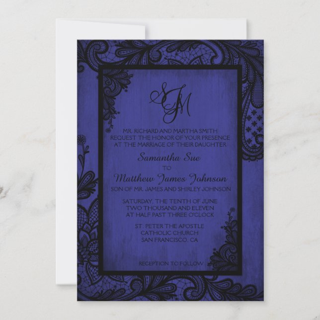 Tarjeta de invitación para matrimonio gótico Royal (Anverso)