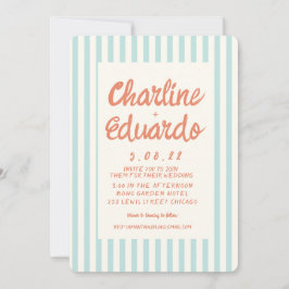Tarjeta de invitación para matrimonio Pastel Retro