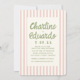 Tarjeta de invitación para matrimonio Pastel Retro