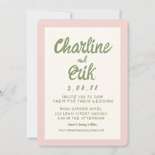 Tarjeta de invitación para matrimonio Pastel Retro
