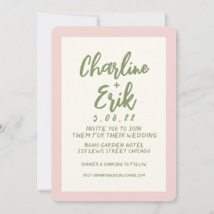 Tarjeta de invitación para matrimonio Pastel Retro