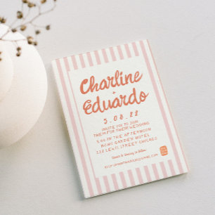 Tarjeta de invitación para matrimonio Pastel Retro