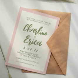 Tarjeta de invitación para matrimonio Pastel Retro