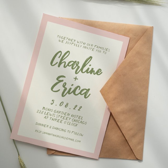 Tarjeta de invitación para matrimonio Pastel Retro (Subido por el creador)