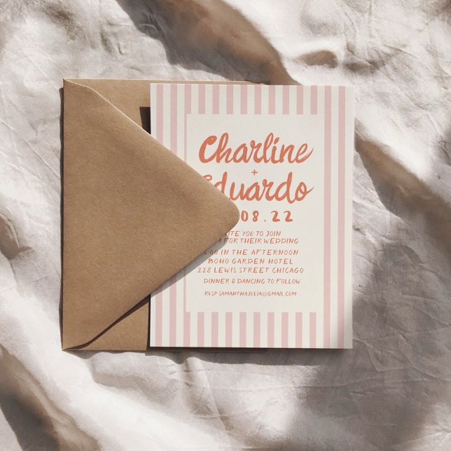 Tarjeta de invitación para matrimonio Pastel Retro (Subido por el creador)