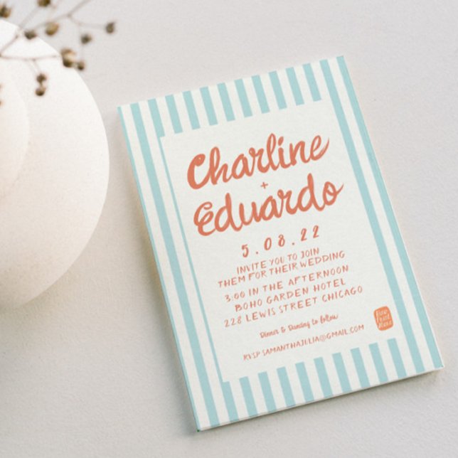 Tarjeta de invitación para matrimonio Pastel Retro (Subido por el creador)