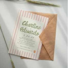 Tarjeta de invitación para matrimonio Pastel Retro