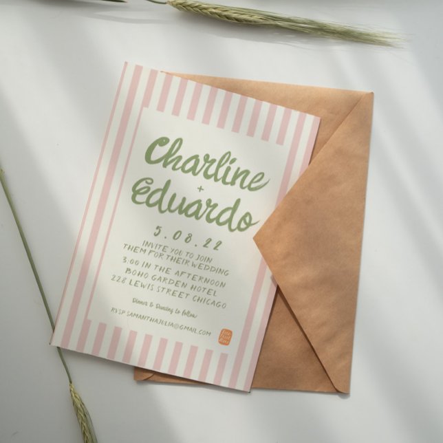 Tarjeta de invitación para matrimonio Pastel Retro (Subido por el creador)