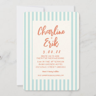 Tarjeta de invitación para matrimonio Pastel Retro