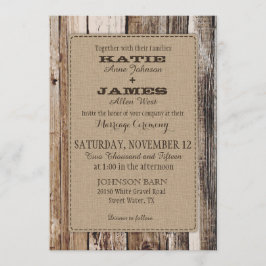 Tarjeta de invitación para matrimonio rústico de m