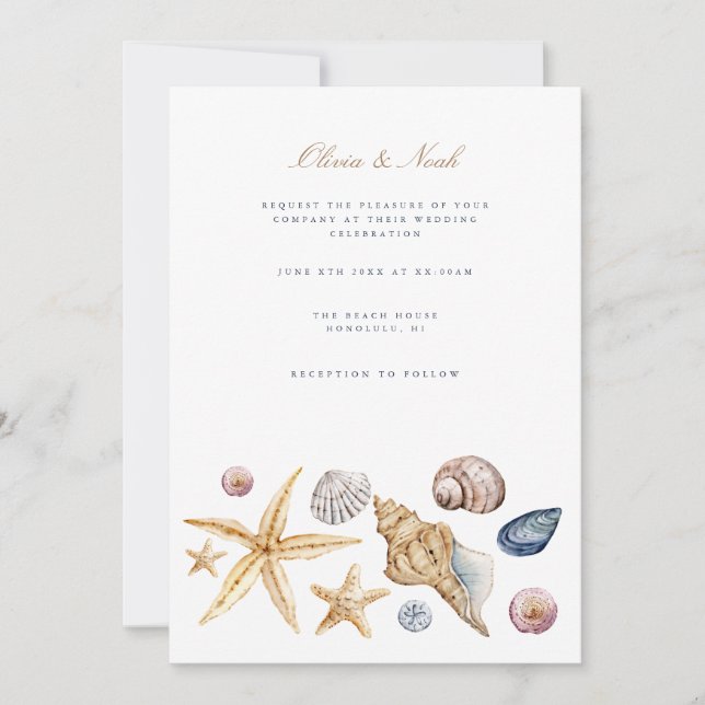 Tarjeta de invitación para matrimonio Tropical Bea (Anverso)