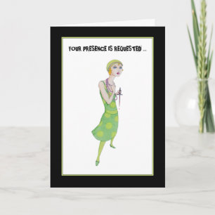 Tarjeta de invitación para misterio por asesinato