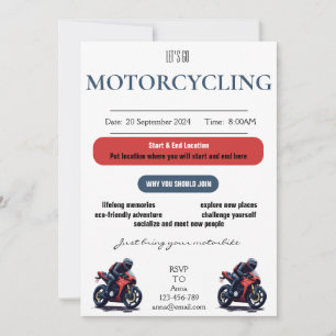 Tarjeta de invitación para motociclismo