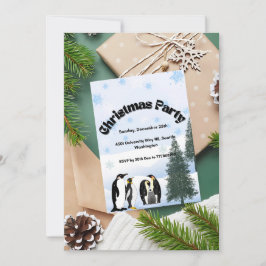 Tarjeta de invitación para Navidades de Penguin Wo
