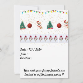 Tarjeta de invitación para navidades de perro 5 x 