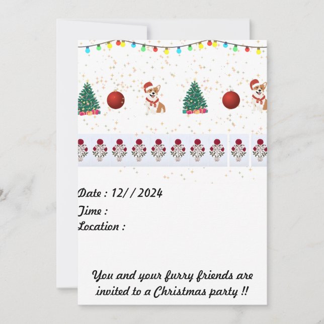 Tarjeta de invitación para navidades de perro 5 x  (Anverso)