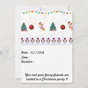Tarjeta de invitación para navidades de perro 5 x